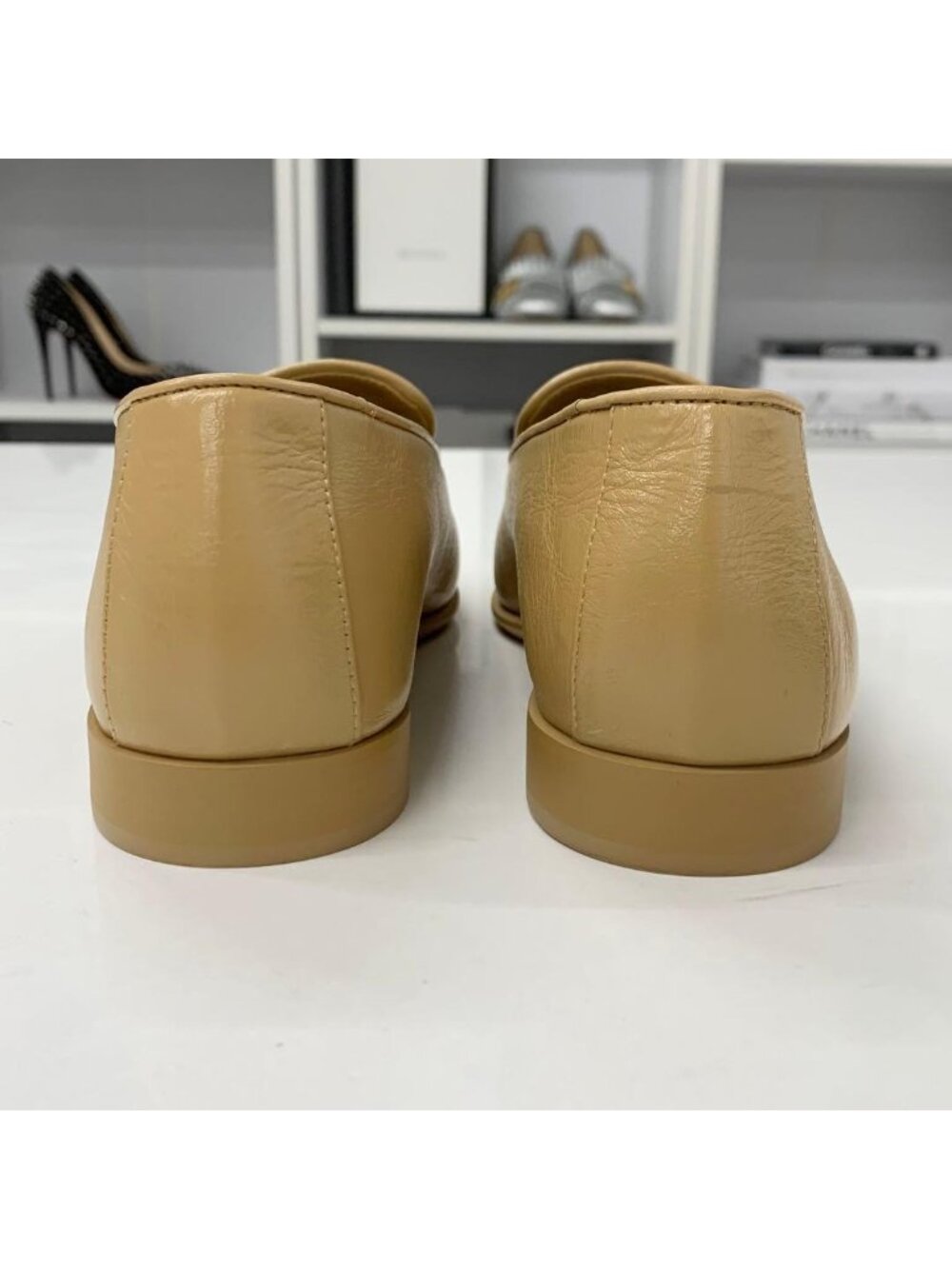 ★SOLD★ Chanel Leather Coco Mark Loafer Pearl Beige - Picture 6 of 11